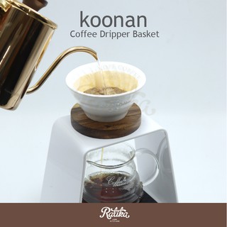 Ratika | แก้วดริปกาแฟ Koonan:KN-2271W Coffee Dripper Basket 2-4cup+Wooden round tray