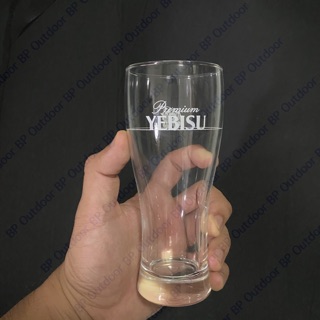 YEBISU แก้วญี่ปุ่น🇯🇵 งานสกรีน YEBISU premium สีขาว