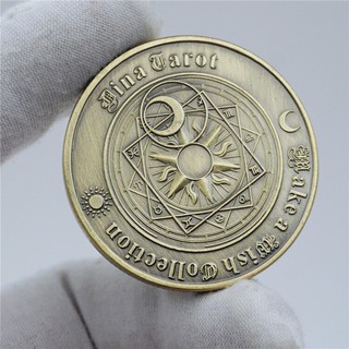 เหรียญทำนายกลุ่มดาว Tarot Bronze Coin Wish Money Moonlight Lucky Constellation Sun Moon Star Commemorative souvenir gift