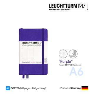 Leuchtturm1917 Pocket (A6) "Purple" Dotted Hardcover Notebook - สมุดโน๊ต Leuchtturm A6 ลายจุด ปกแข็ง สีม่วง