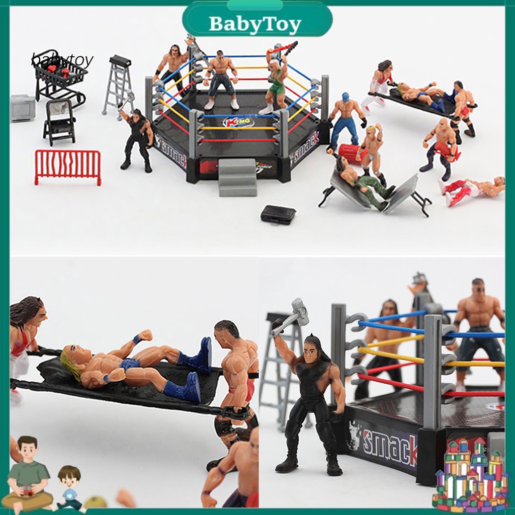 เบบี้♥ 1 ชุด Wrestling Playset ที่สมจริง DIY Mini Wrestling Action Figure Play ชุดสําหรับเด็ก