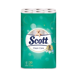 กระดาษชำระ สก๊อตต์ clean care  แพ็ค 30 ม้วน กระดาษทิชชู scott tissue clean care pack of 30 rolls