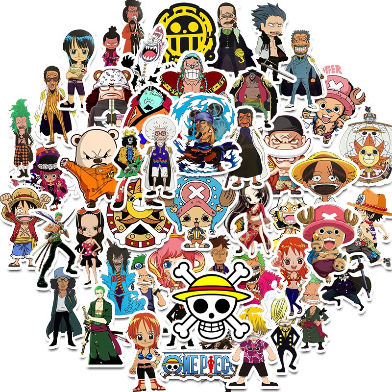 【สติกเกอร์ขนาดใหญ่】สติกเกอร์ ลายการ์ตูนลูฟี่ One Piece กันน้ํา สําหรับติดตกแต่งรถยนต์ แล็ปท็อป กระเป๋าเดินทาง สเก็ตบอร์ด จักรยาน 50 ชิ้น