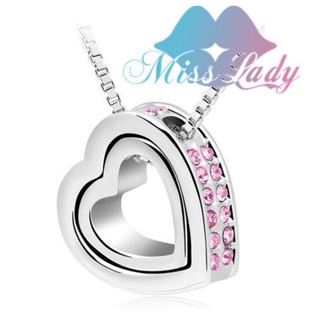 ﻿Miss Lady สร้อยคอพร้อมจี้รูปหัวใจ 2 ดวงซ้อนกัน  Austrian Crystale  รุ่น : MLY2891 #2