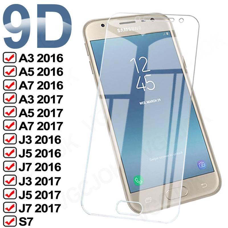 9D กระจกป้องกันสําหรับ Samsung Galaxy A3 A5 A7 J3 J5 J7 2017 ป้องกันหน้าจอ Samsung S7 J3 J5 J7 A3 A5