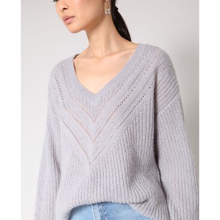 Pimkie V Neck Jumper_Grey : เสื้อไหมพรมคอวีสีเทา