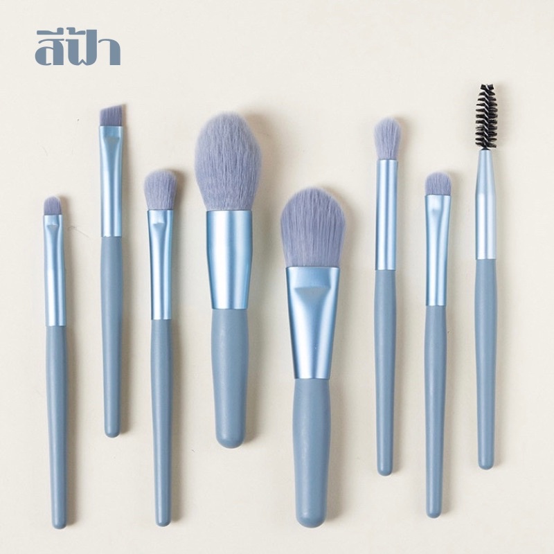 B-11 สินค้าพร้อมส่ง ⚡️ชุดแปรงแต่งหน้า 8 ชิ้นพร้อมถุง ขนาดพกพา​ ​ปัดแก้ม ทาตา คิ้ว และปาก ขนแปรงนุ่ม ไม่ทำร้ายผิว ราคา ถูกที่สุด ดีลบีเคเค แกลเลอรีภาพที่ 4
