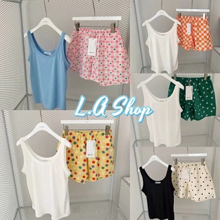 L.A Shop ​พร้อมส่ง ชุดนอน เสื้อกล้าม+กางเกงขาสั้น ผ้านิ่มใส่สบาย "DX-SetSY-07" -N