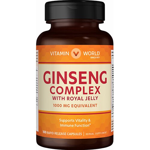 โสมอเมริกา โสมจีนแท้ Ginseng Complex 1,000mg 100 แคปซูล (Vitamin World 7642) EXP12/22 บำรุงสมอง ลดความดัน
