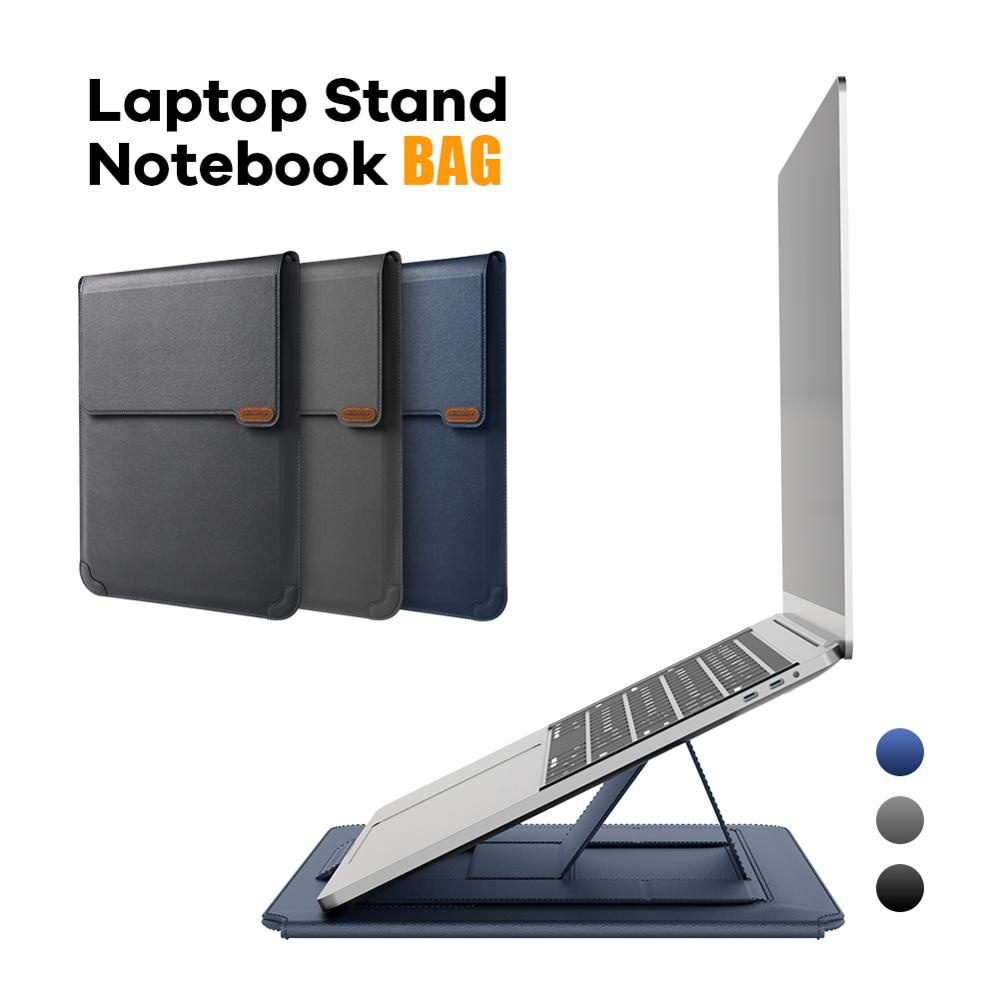 NILLKIN NILLKINกระเป๋าแล็ปท็อปพร้อมขาตั้งสําหรับMacbook Air 13 สําหรับMacbook Pro M1 2021 หนังPUแล็ปท็อปสําหรับMacbook Pro 14