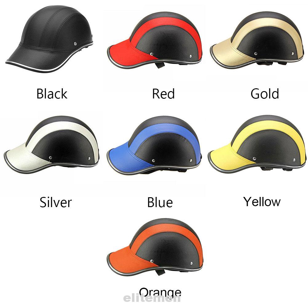 Black Motorcycle Bike Safety Half Helmet Baseball Cap Windproof Leather Hard Hat