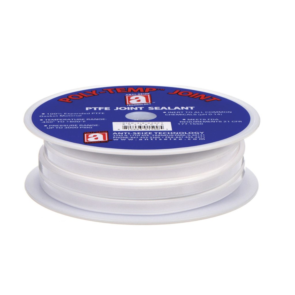 ANTI-SEIZE 28010 Joint Sealant Tape, PTFE, 0.45 to 0.55sg, compressed to 2.0 to 2.1sg, 3/8 in Width