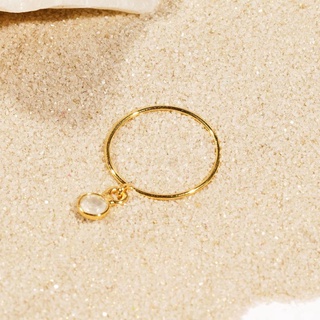A.CEMI Moonstone Drop Ring พลอยแท้ มูนสโตน แหวนพลอยแท้ มูนสโตน แหวนเงินแท้ ชุบทอง 18K
