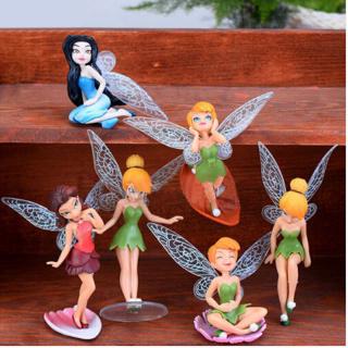 6pcs Japan Flower Fairy Laraine Pixie Fly Wing Family Miniature Dollhouse Garden Decor