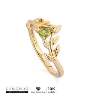 Gemondo แหวนทองคำแท้ 10K ประดับเพอริดอทแท้ (Peridot) ดีไซน์ทรงใบมะกอก / แหวนแฟชั่น แหวนทอง ของขวัญ แหวนพลอย