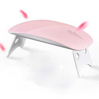 SUNmini UVLED Nail Lamp เครื่องอบเล็บ เครื่องอบเจล ขนาดพกพา ขาตั้งพับได้ (สีชมพู)