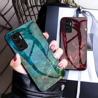 เคสโทรศัพท์มือถือกระจกนิรภัย แบบแข็ง กันกระแทก ลายหินอ่อน หลากสี สําหรับ Vivo V23e V23 vivov23 V 23 E VivoV23E 4G 5G