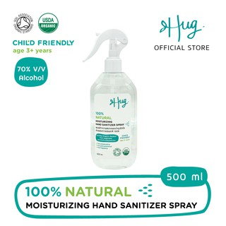 สเปรย์แอลกอฮอล์ส่วนผสมจากธรรมชาติ 100% ใช้ได้ตั้งแต่ 3 ขวบขึ้นไป [100%Natural Moisturizing Hand Sanitizer Spray] - 500ML