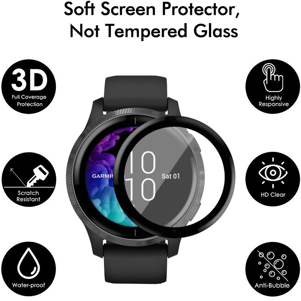 ฟิล์ม 3D - นาฬิกา Garmin Venu ฟิล์มกันรอย ฟิล์มเต็มจอ ขอบสีดำ ลงขอบโค้ง กันรอย เต็มจอ สมาร์ทวอช - PET Film Full Cover - รูปที่ 3