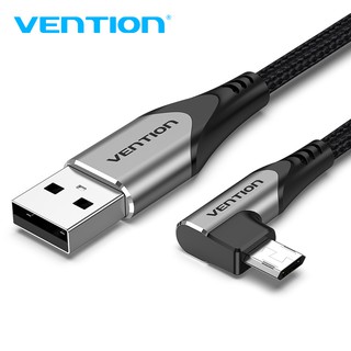 Vention Micro Usb สายเคเบิ้ลชาร์จ 90 องศา 3 A ชาร์จอย่างรวดเร็ว 480 Mbps COB