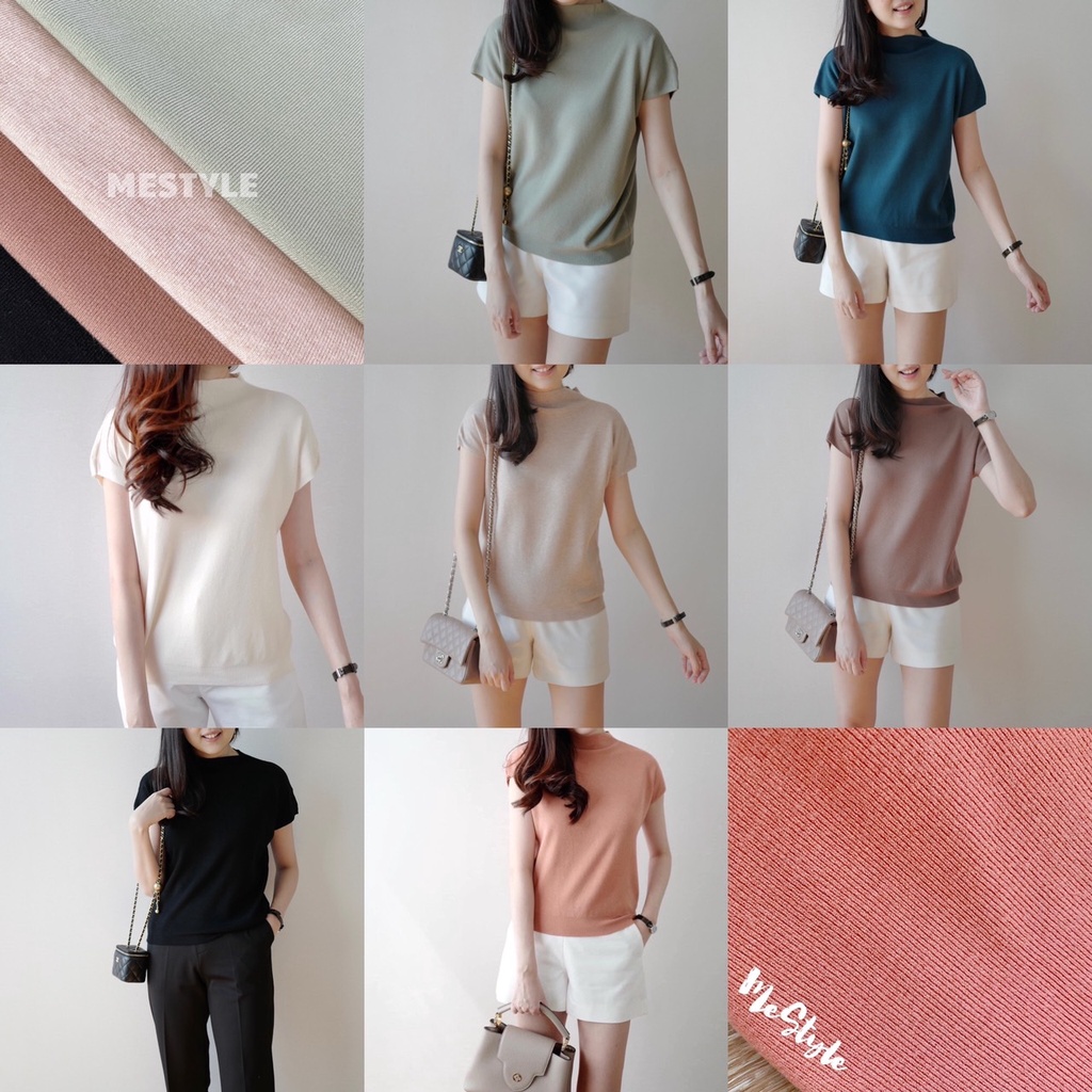 balcony knit top เสื้อไหมพรมเนื้อนุ่มดีงาม คอปีนเล็กน้อย แขนล้ำ ใส่แล้วแลดูเกาหลีมากๆค่ะ
