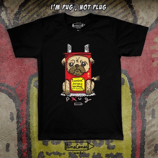 Pug " welcome home " Dog on Black Premium T-shirt เสื้อยืด สีดำ ลายน้องหมาปั๊ก