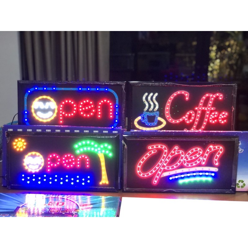 ป้าย OPEN COFFEE แบบใหม่ๆ 26*48ซม ป้ายไฟ LED