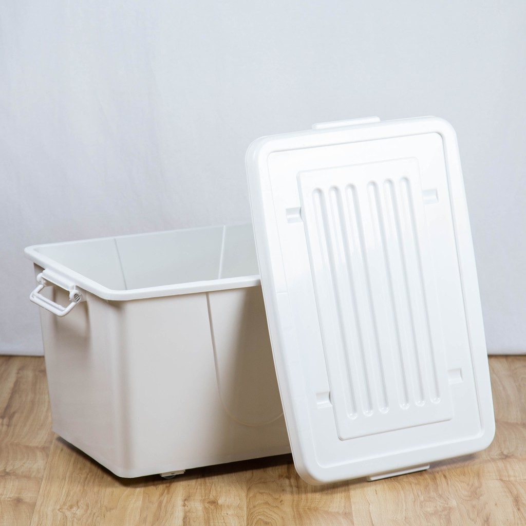 ﹍กล่องพลาสติกมีล้อ ลังพลาสติก ขนาด 100 ลิตร (No.303 ขาวครีม)