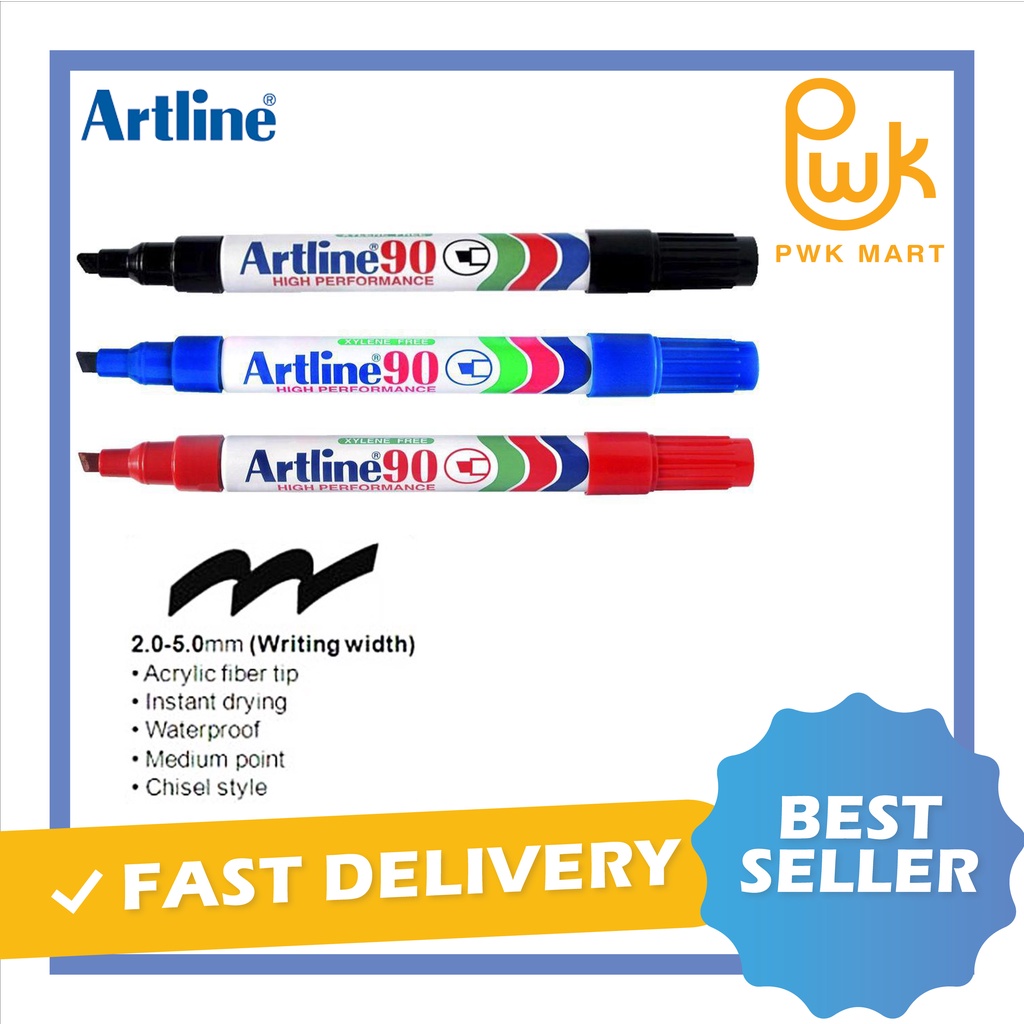 Artline 90 PERMANENT MARKER PEN 90 (CHISEL TIP)2-5MM (1s)