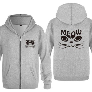 หน้าแมว Meow แมว Creative Hoodies ผู้ชาย Zipper Cardigans Hooded Sweatshirts