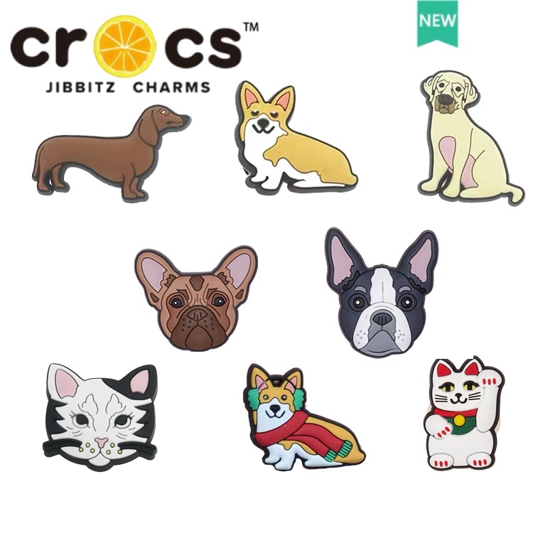 Crocs jibbitz charms การ์ตูนสัตว์เลี้ยงซีรีส์ DIY รองเท้าดอกไม้หัวเข็มขัดแฟชั่นอุปกรณ์เสริม crocs ด้านบนตกแต่งหัวเข็มขัด