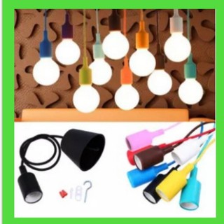 รายละเอียดสินค้า E27 DIY ใหม่สีสันร้อนเชือกเพดานหลอดไฟสายที่จับจี้ซิลิโคนโคมไฟ