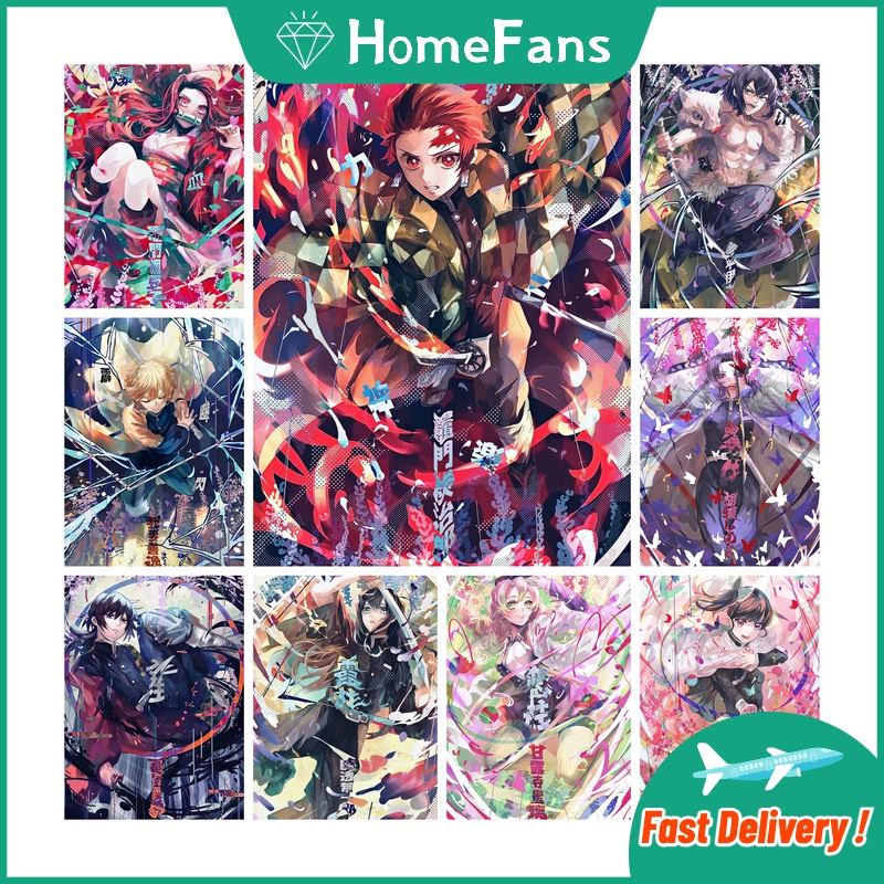 【HF】ภาพวาดปักเพชร ลายอนิเมะ Demon Slayer 5D ขนาด 30x40 ซม. 40x50 ซม. DIY สําหรับตกแต่งผนังบ้าน