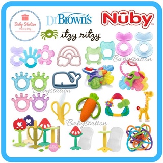 Nuby ยางกัดของเล่นรูปต่างๆ ซิลิโคนปลอดภัยสำหรับเด็ก แช่เย็นได้ (1 แพค)