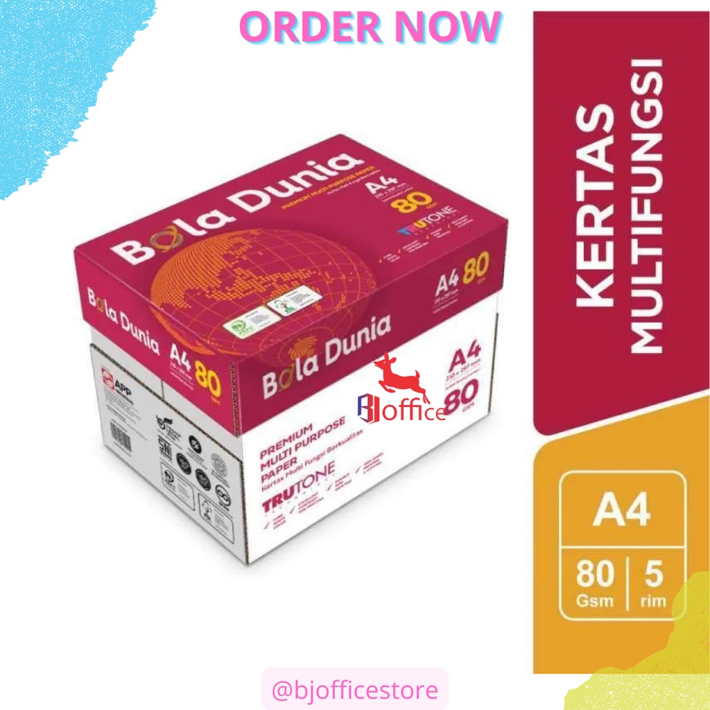 RK WORLD BALL HVS PAPER 80 GRAM A4 PER BOX CONTAINS 5 RIM