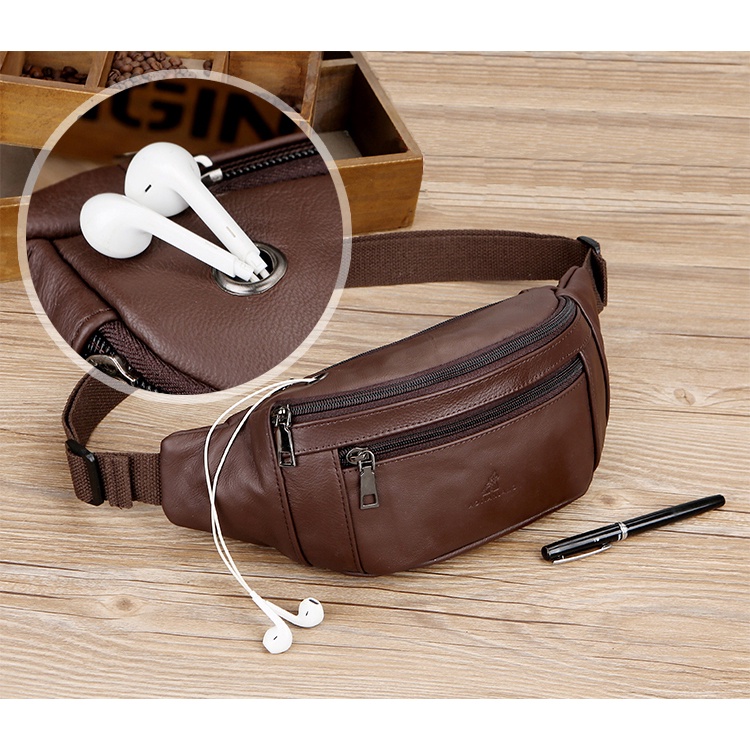 กระเป๋าคาดเอว สะพายข้าง สะพายไหล่ สะพายข้าง หนังวัวแท้ แฟชั่นสําหรับผู้ชาย และผู้หญิง