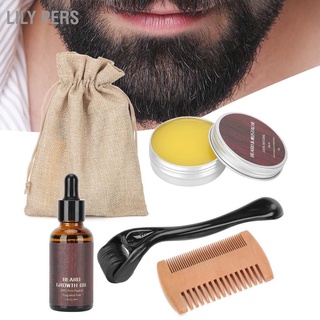 [คลังสินค้าใส]Men Beard Growth Kit Mustache Oil Cream 540 Micro Needle Roller 60G Comb Grooming Set