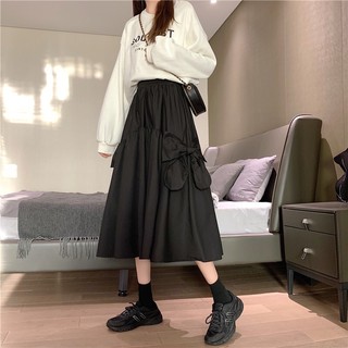 liliana skirt 🖤 กระโปรงยาวแต่งโบว์น่ารัก