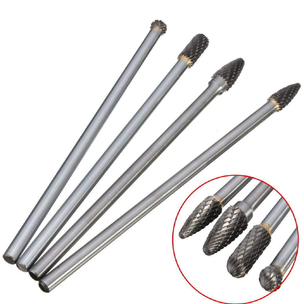 Rotary Burr 1/4" Shank 6" inch Long Reach Double Cut Carbide Set