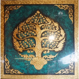 ((02)) ส่งฟรี+++ ภาพวาดต้นโพธิ์มงคง ภาพวาด ภาพวาดมงคล ภาพติดผนัง Bodhi Tree Traditional Thai Painting