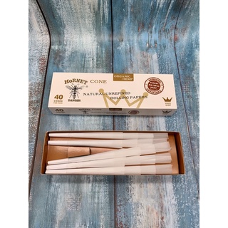 กระดาษโรล จากธรรมชาติไม่ผ่านการขัดสี แพ้คละ 40 โคน HORNET CONE NATURAL UNREFINED ROLLING PAPERS. 40 CONES PER PACK.