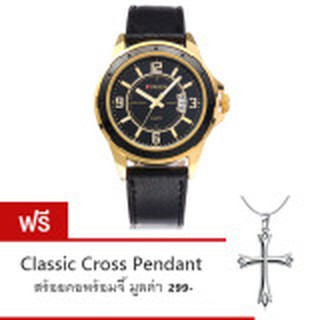 Curren นาฬิกาข้อมือผู้ชาย สายหนัง รุ่น C8124 Gold/Black