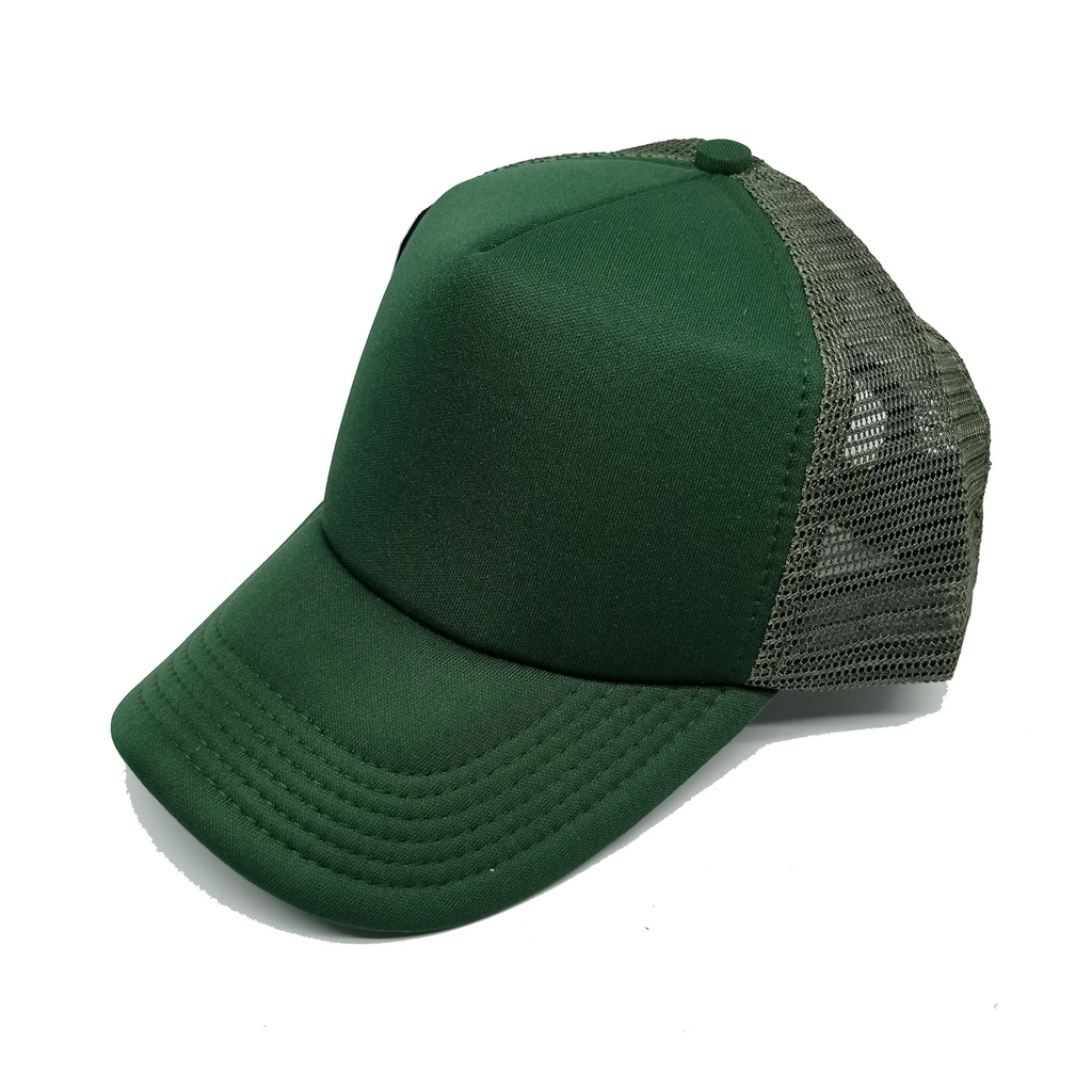 HIJAU Premium Adult Plain Army Green Trucker Mesh Hat