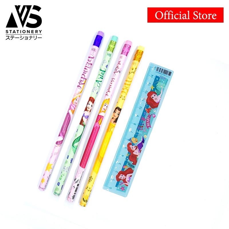 Vs.stationery (วีเอส สเตชั่นเนอรี่) ชุดดินสอไม้และไม้บรรทัด เจ้าหญิงดิสนีย์ Disney Princess (เจ้าหญิ