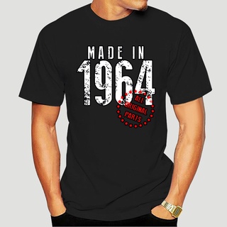 เสื้อยืดลําลอง สําหรับผู้ชาย แขนสั้น พิมพ์ลาย Made In 1964 สีขาว สีดํา 7339X