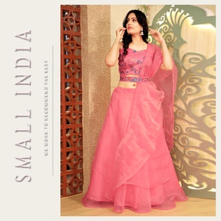 {**ส่งฟรี**} SMALL INDIA 💖✨ Heavy Organza Lehenga Set ชุดเซ็ทเสื้อกระโปรง 💖✨ Women Party Wear