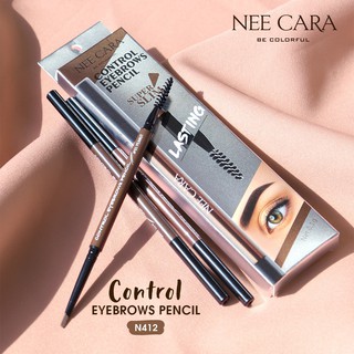 ดินสอเขียนคิ้วแบบหมุนออโต้ หัวสลิม NEE CARA CONTROL EYEBROWS PENCIL #N412