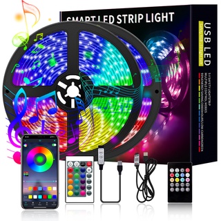 แถบไฟ LED RGB เปลี่ยนสีได้ 5050 กันน้ํา ชาร์จ USB พร้อมรีโมตเพลง