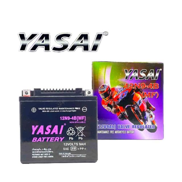 GS แบตเตอรี่ มอเตอร์ไซค์ แบบแห้ง Yasai 12V 9AH(12N9-4B)*(แบตใหม่ จากโรงงาน แท้ 100%)