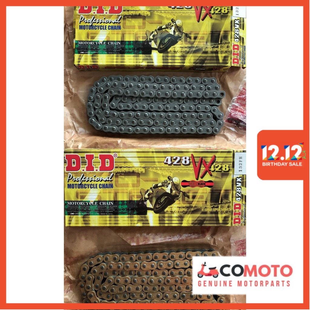 DID X-Ring VX โซ่รถจักรยานยนต์ขับเคลื่อนโซ่ 428 X 132 XVseries Yamaha Y15 Ysuku Honda RS150 Kawasaki